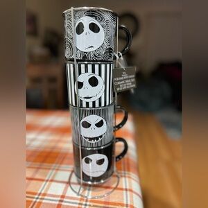 Nightmare before Christmas Black and White Skull Ceramic Mug Set